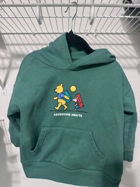Life Is Good Kids Green Hoodie with Pooh & Piglet Adventure Graphic